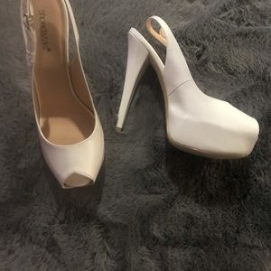 New White High Heeled Shoes Size 9
